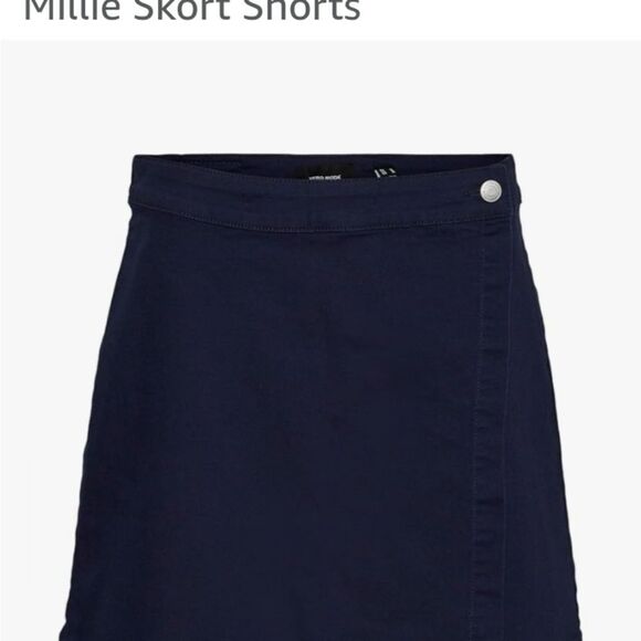 Vero Moda We Do Denim Wild Millie Skort In Navy Blue Blazer Detail Size L NWT - Picture 2 of 5